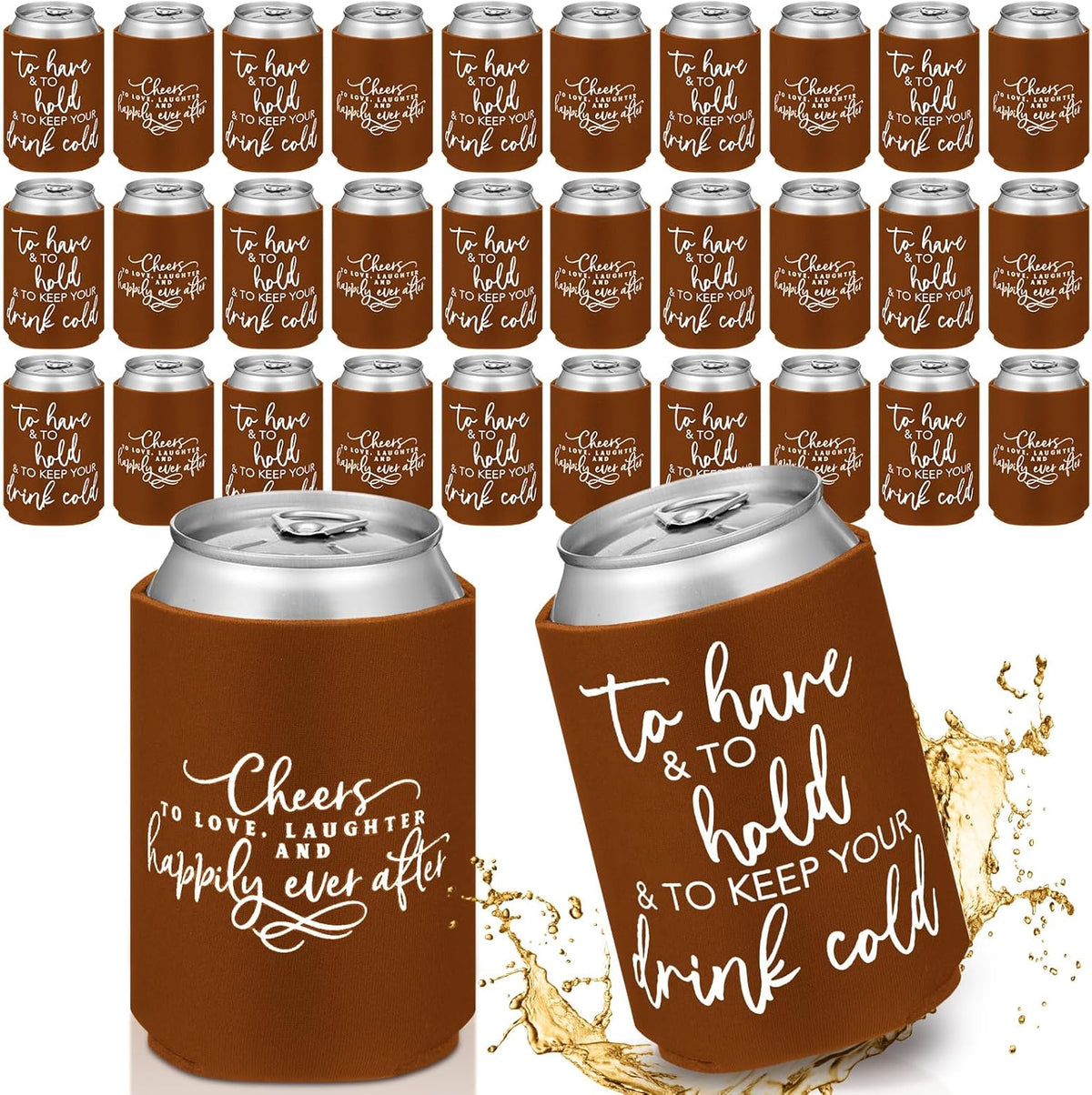50 Pieces Chocolate Wedding Can Cooler Sleeves Bulk Engagement Party Favors for Guests Cheers to