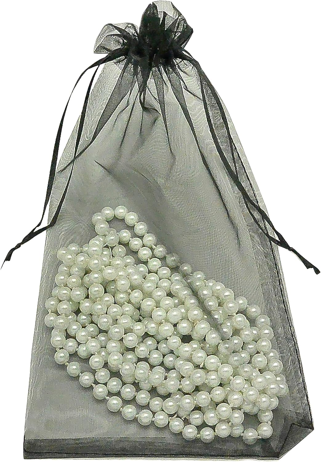 TheDisplayGuys 48-Pack 6x8 Black Sheer Organza Gift Bags with Drawstring, Jewelry Candy Treat