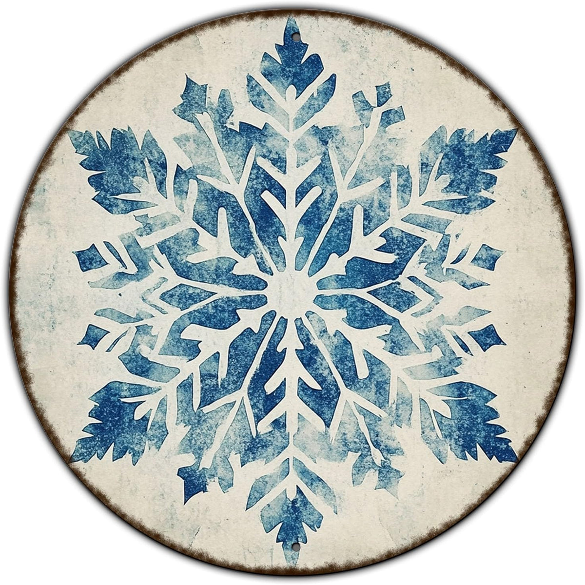 Round Christmas Metal Tin Sign Vintage Snowflake Signs Winter Christmas Sign Retro Wall Decor Tin