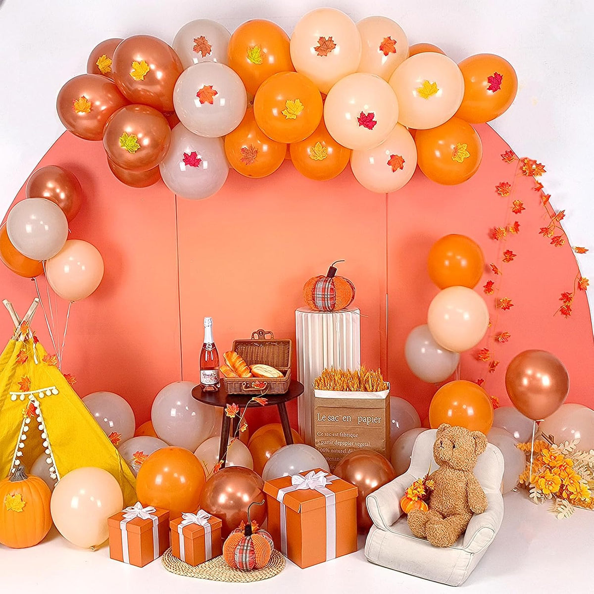 Fall Balloons 55pcs Burnt Orange Gold Balloons 12 Inch, Terracotta Dusty Orange Metallic Copper