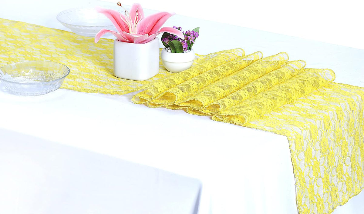 MDS Pack of 20 Wedding 12 x 108 inches Lace Table Runner for Wedding, Decorations for Birthday