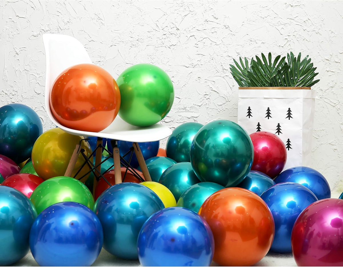 Metallic Colorful Balloons 50 pcs 12 inch Colorful Balloons Double Layer Multicolor Balloons are