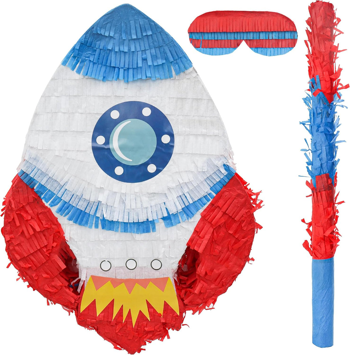 Rocket Pinatas Bundle with a Blindfold and Bat(16.5x11.4x4 Inches), Perfect for Boy's Birthday