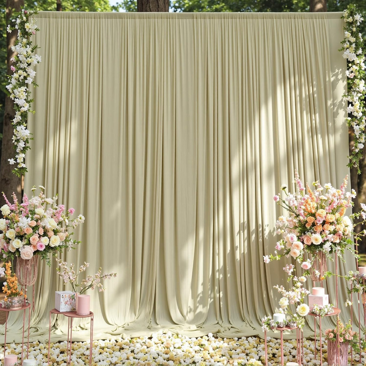 40 ft x 10 ft Wrinkle Free Sage Green Backdrop Curtain for Parties, Thick Green Polyester Photo