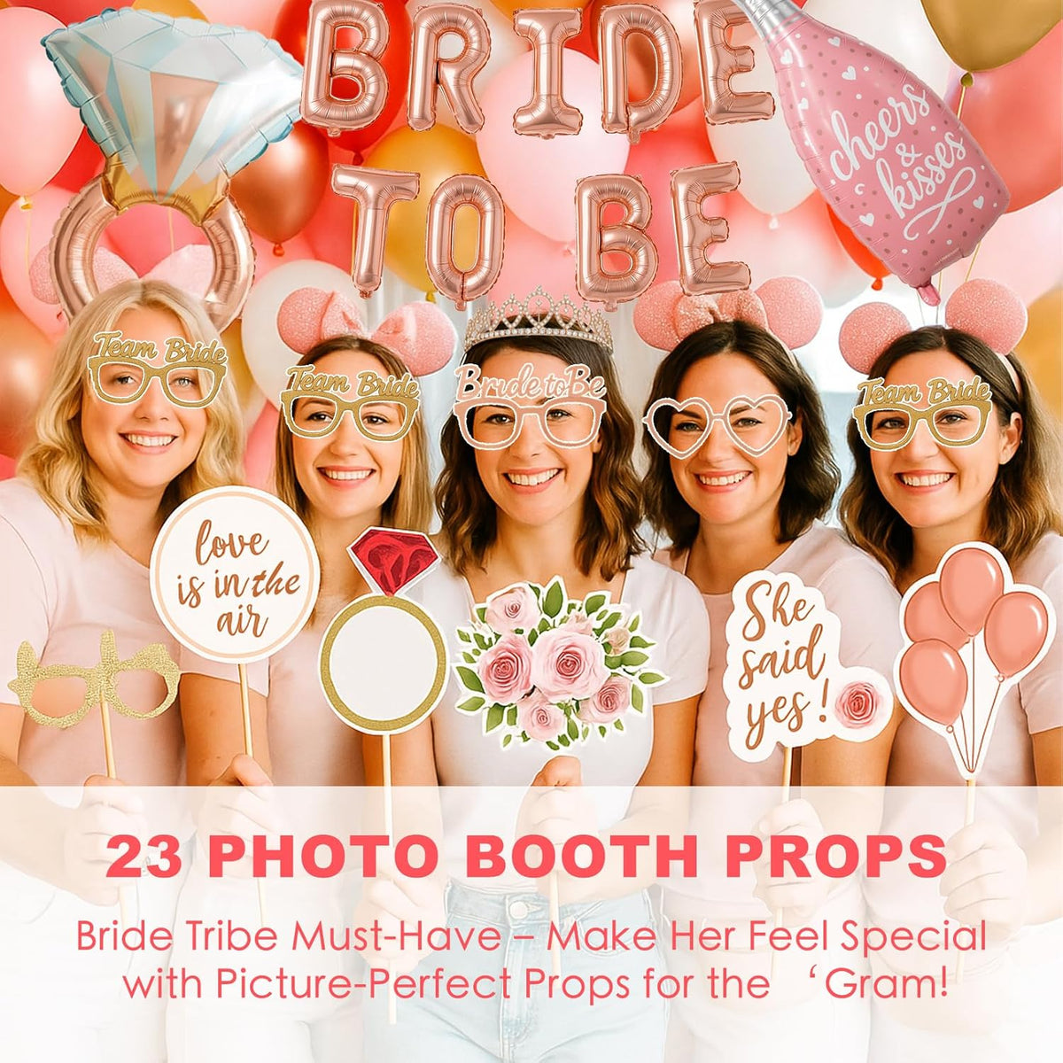 168PCS Bridal Shower Decorations Kit – Rose Gold Bachelorette Party Supplies with Bride To Be Foil