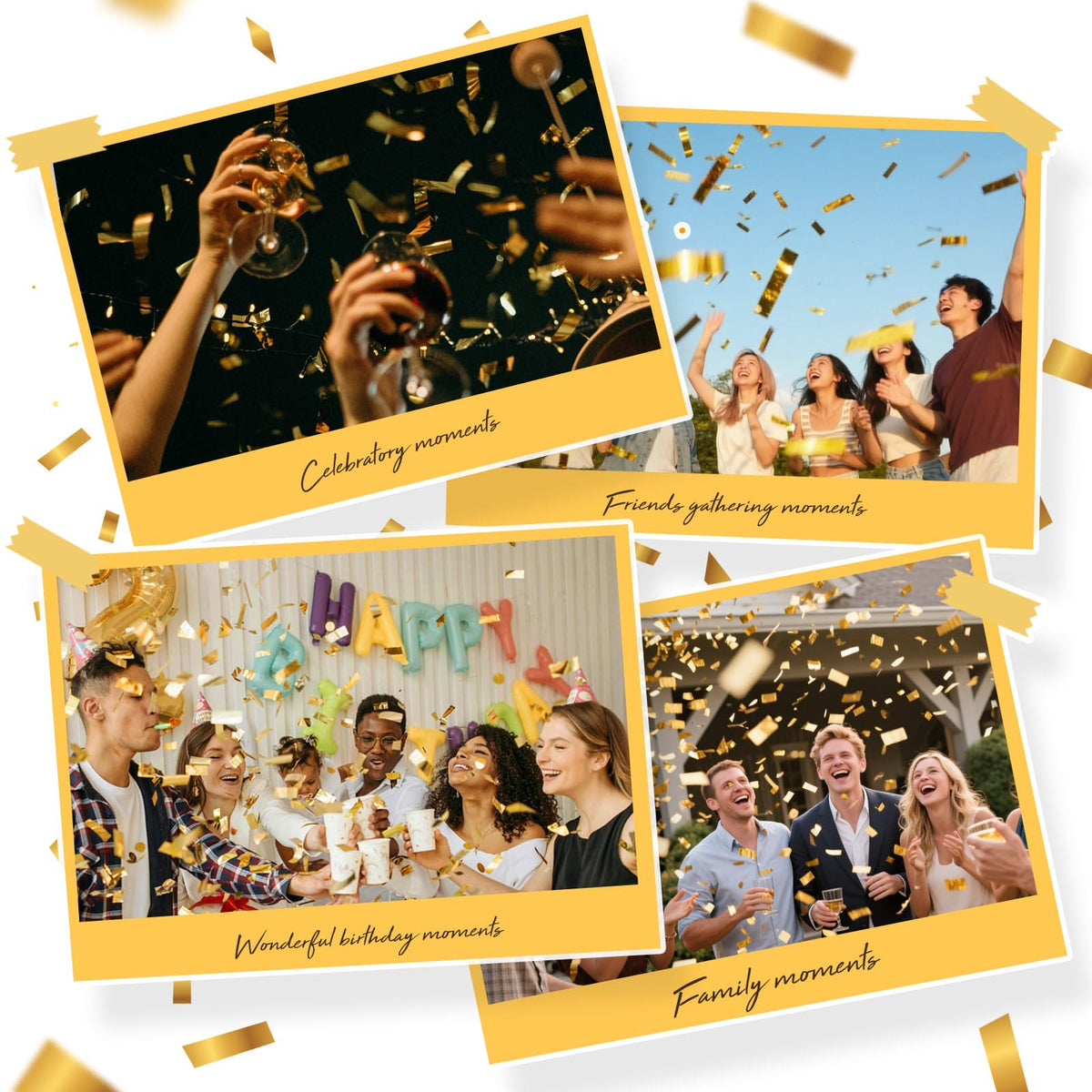 12in Confetti Poppers 6pk, LUMAFIZZ Champagne Gold Party Poppers