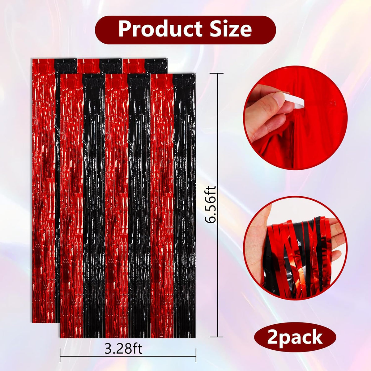 BEISHIDA Red Black Door Streamers Backdrop Foil Fringe Tinsel Party Streamers Curtains Photo