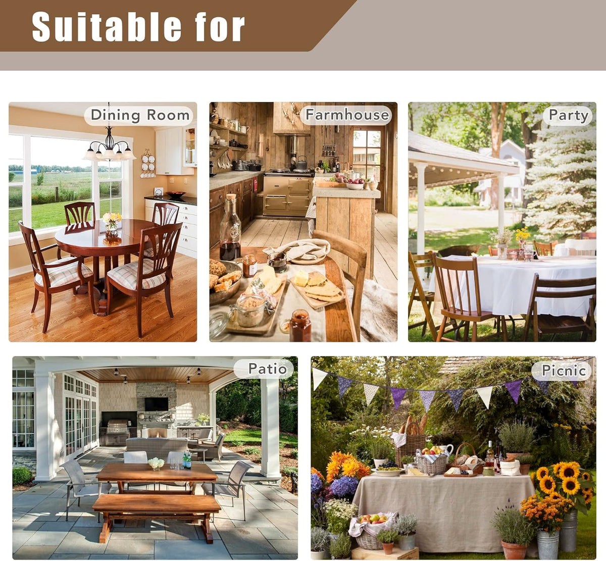 Fitable Faux Linen Tablecloths 2 Pack, Faux Burlap Fabric Table Clothes for Rectangle Tables