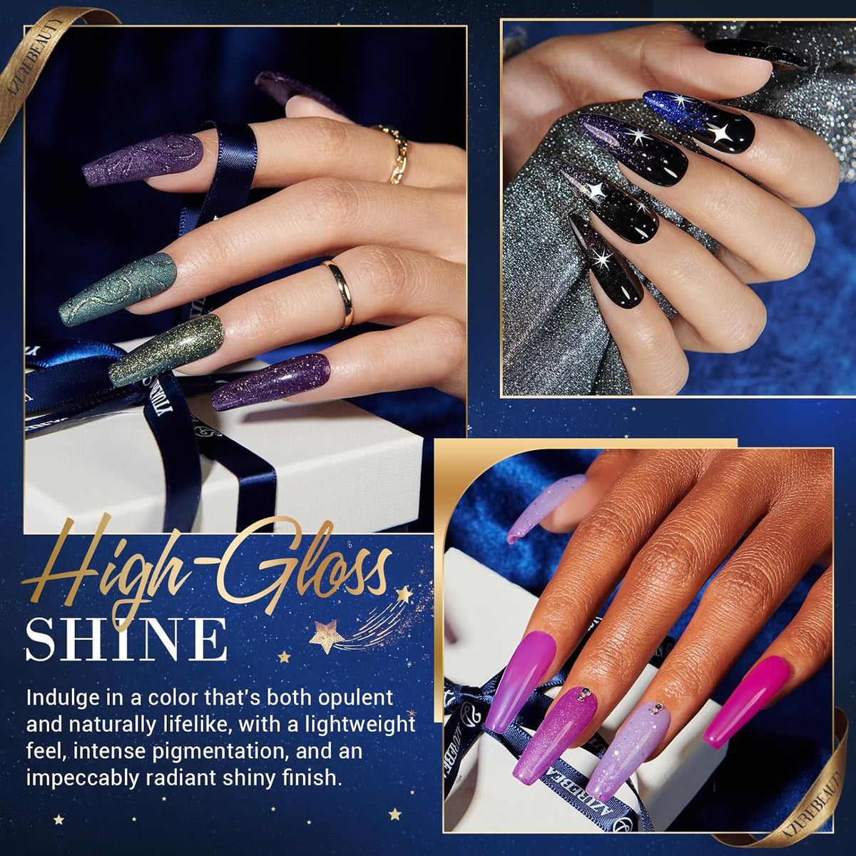 AZUREBEAUTY Dip Powder Nail Kit Starter Color Changing Glitter 20 Colors Magic Special Effect