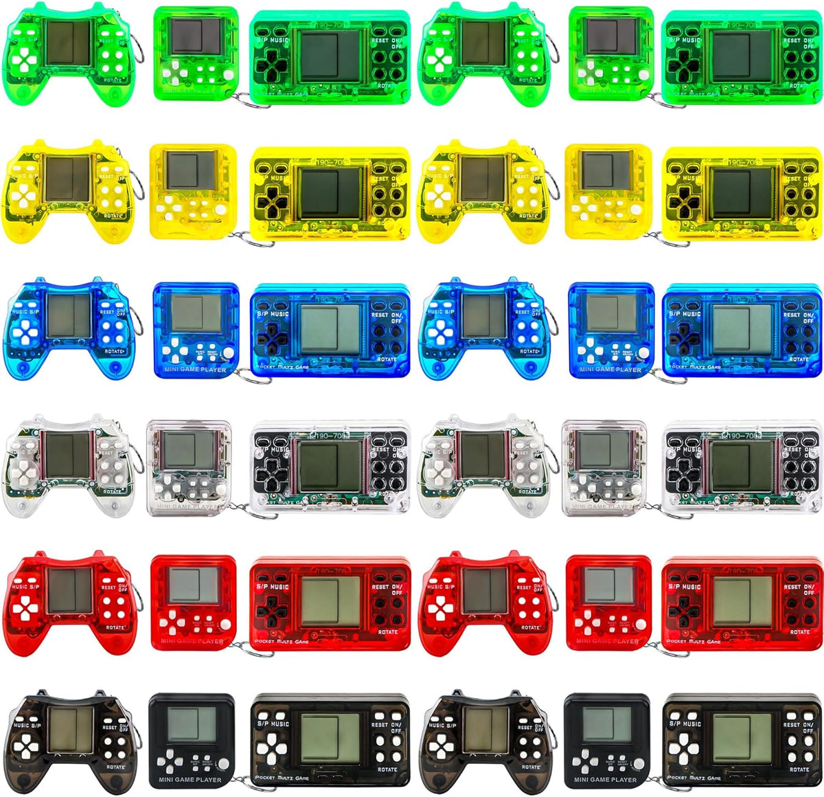 36 Pack Video Game Keychain Mini Square Handheld Video Game Key Chain for Kids Birthday Video Game