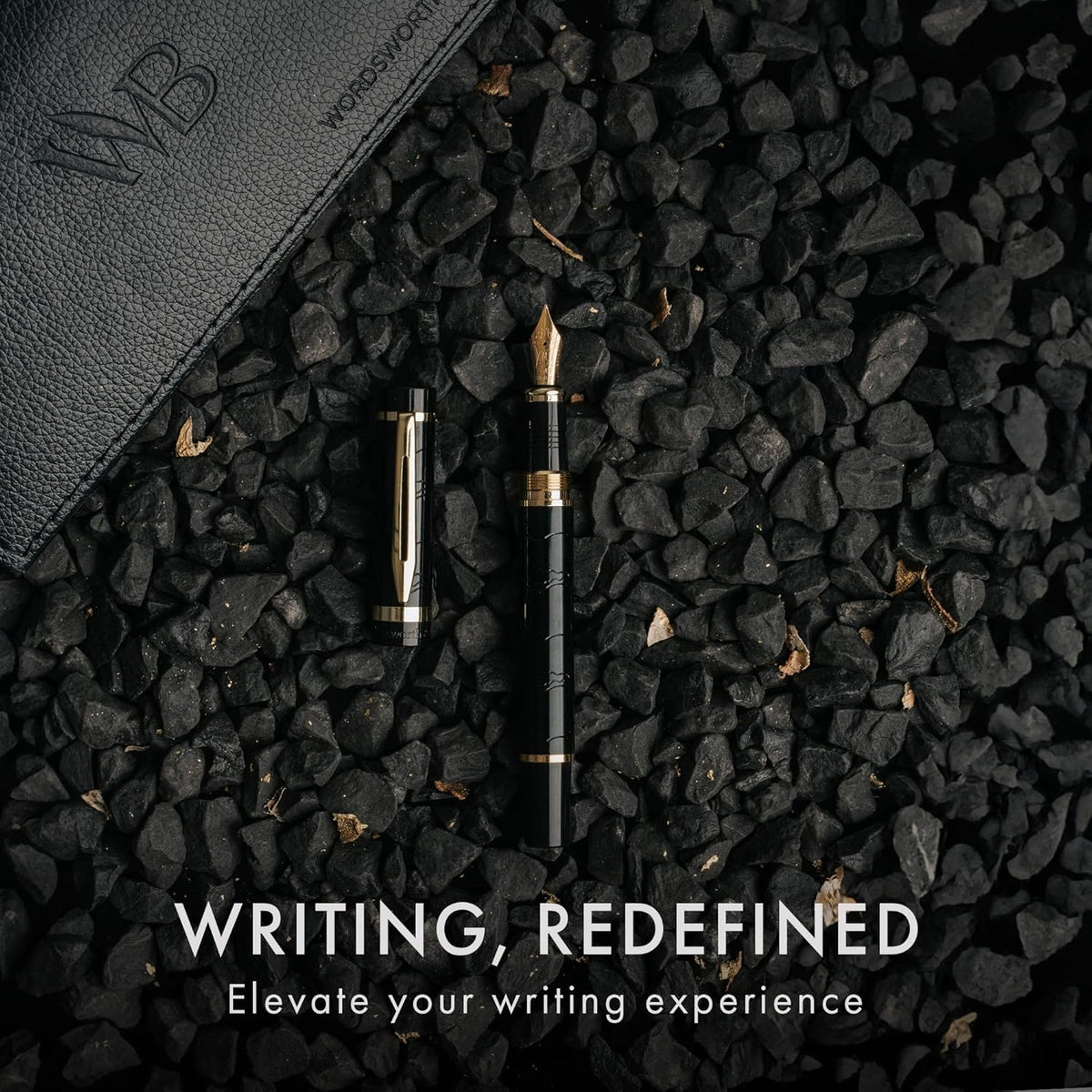 Wordsworth & Black Primori Fountain Pen Set [Black Gold]; Fine Nib, Gift Case, 24 Ink Cartridges