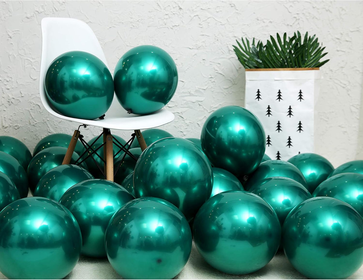 Emerald green balloons 50 pcs metallic green 12 inch chrome green balloons Double layer green