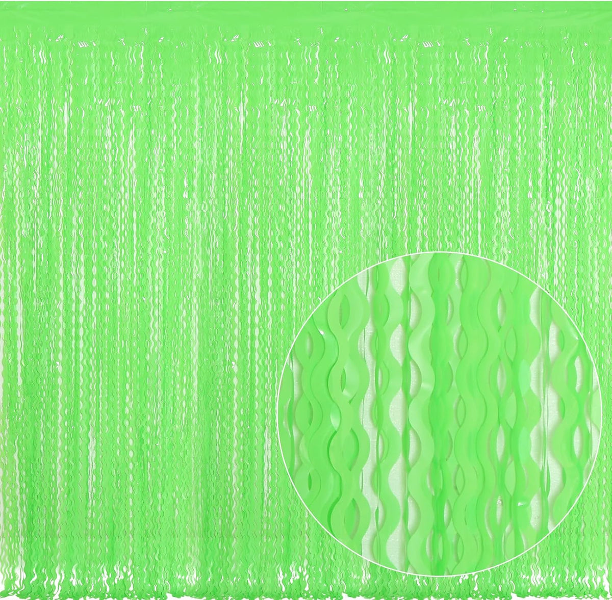 4 Pack Wavy Green Tinsel Backdrop Curtain - 3.3 ft x 6.6 ft Green Foil Fringe Curtains Photo Booth