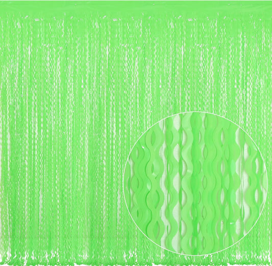 4 Pack Wavy Green Tinsel Backdrop Curtain - 3.3 ft x 6.6 ft Green Foil Fringe Curtains Photo Booth