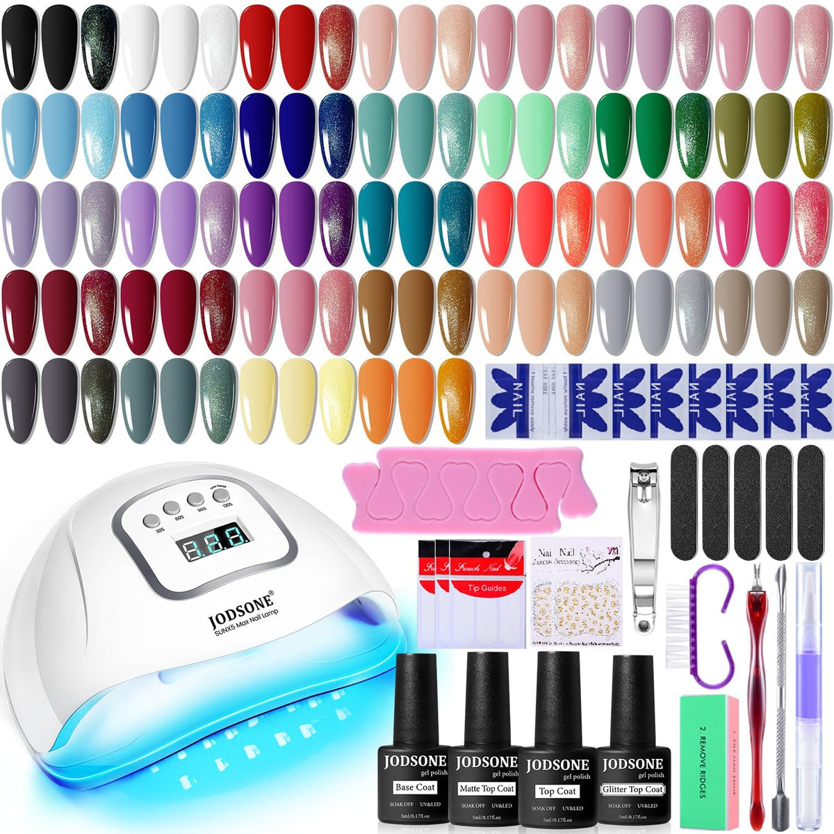 JODSONE Gel Nail Polish Kit with U V Light 32 Colors Gel Polish Nail + 4 Functional Adhesive
