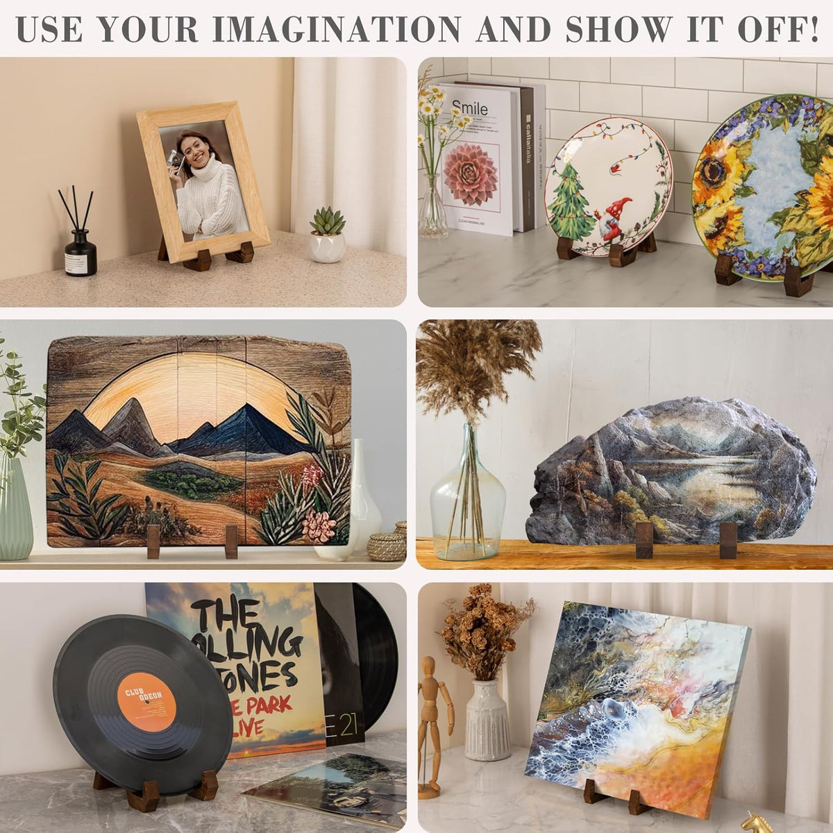 Plate Display Stand, 3 Pack 4 Inch Plate Holder for Displaying, Decorative Picture Frame Dish Photo
