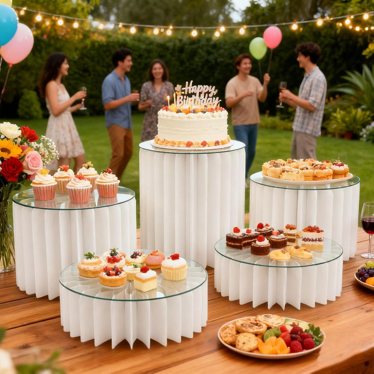 5 Pcs Buffet Risers Food Display Risers for Party Buffet Table, Dessert Table Display Set Cake and