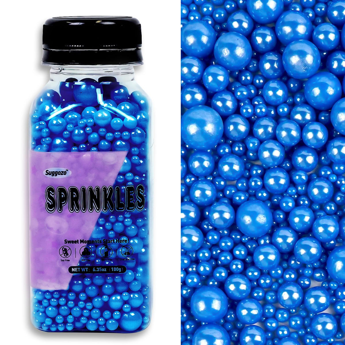 Edible Blue Sugar Sprinkles, Edible Sprinkles for Cake Decorating, Cupcake Toppers, Cake
