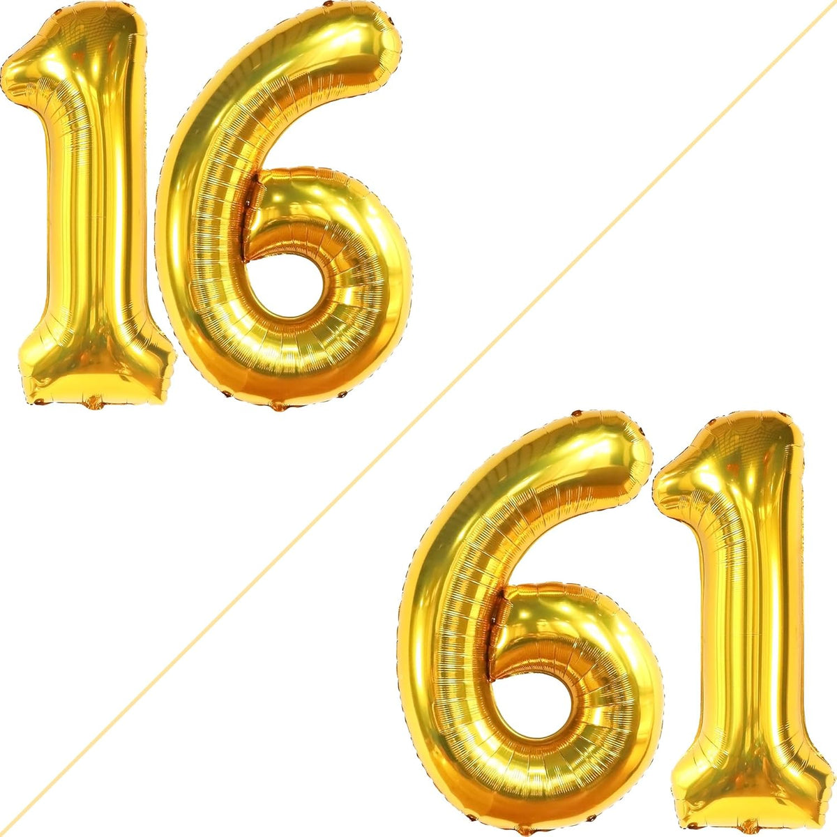 KatchOn, Giant Gold 16 Balloon Numbers - 40 Inch | Gold Number 16 Balloons for Sweet 16 Birthday