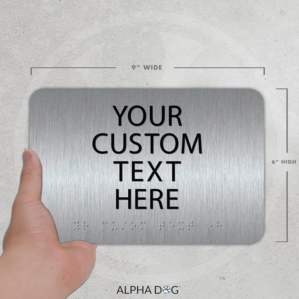 ALPHA DOG ADA SIGNS Custom ADA Compliant Braille Sign, 6"x9" Room Identification Plaque, Tactile