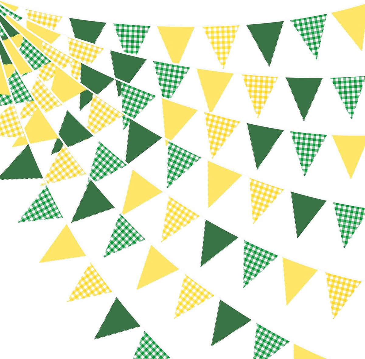 32Ft Yellow Green Party Decorations Green Yellow Gingham Banner Buffalo Plaid Checkered Triangle