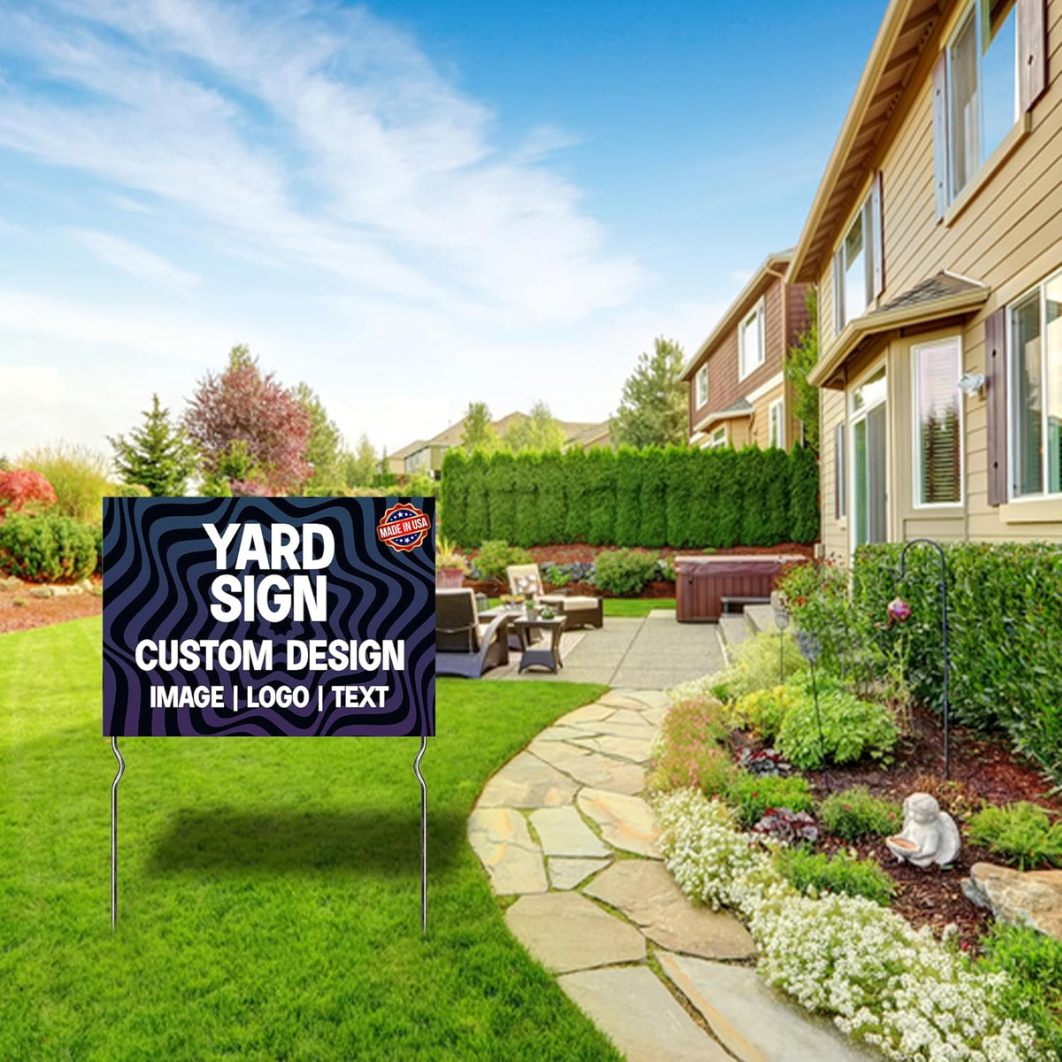 Custom Yard Signs with Metal Stakes (24”x18”) – by DreamController | Personalized Lawn Signs for