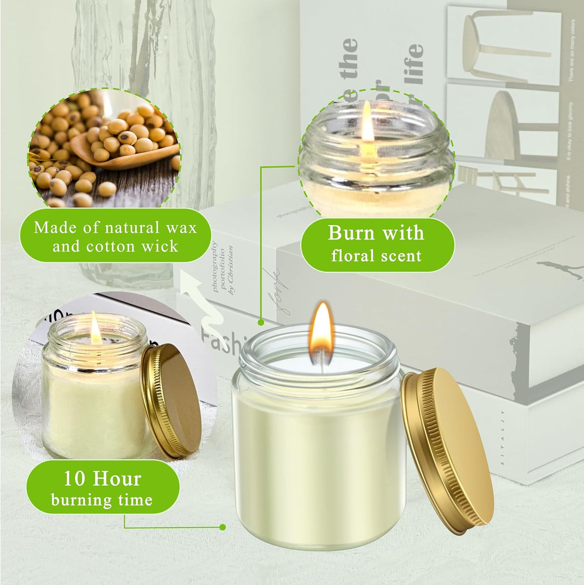 ACITHGL 36 Pcs 4oz Mini Mason Jar Candles Small Scented Candles Bulk Aromatherapy Ideal Souvenir