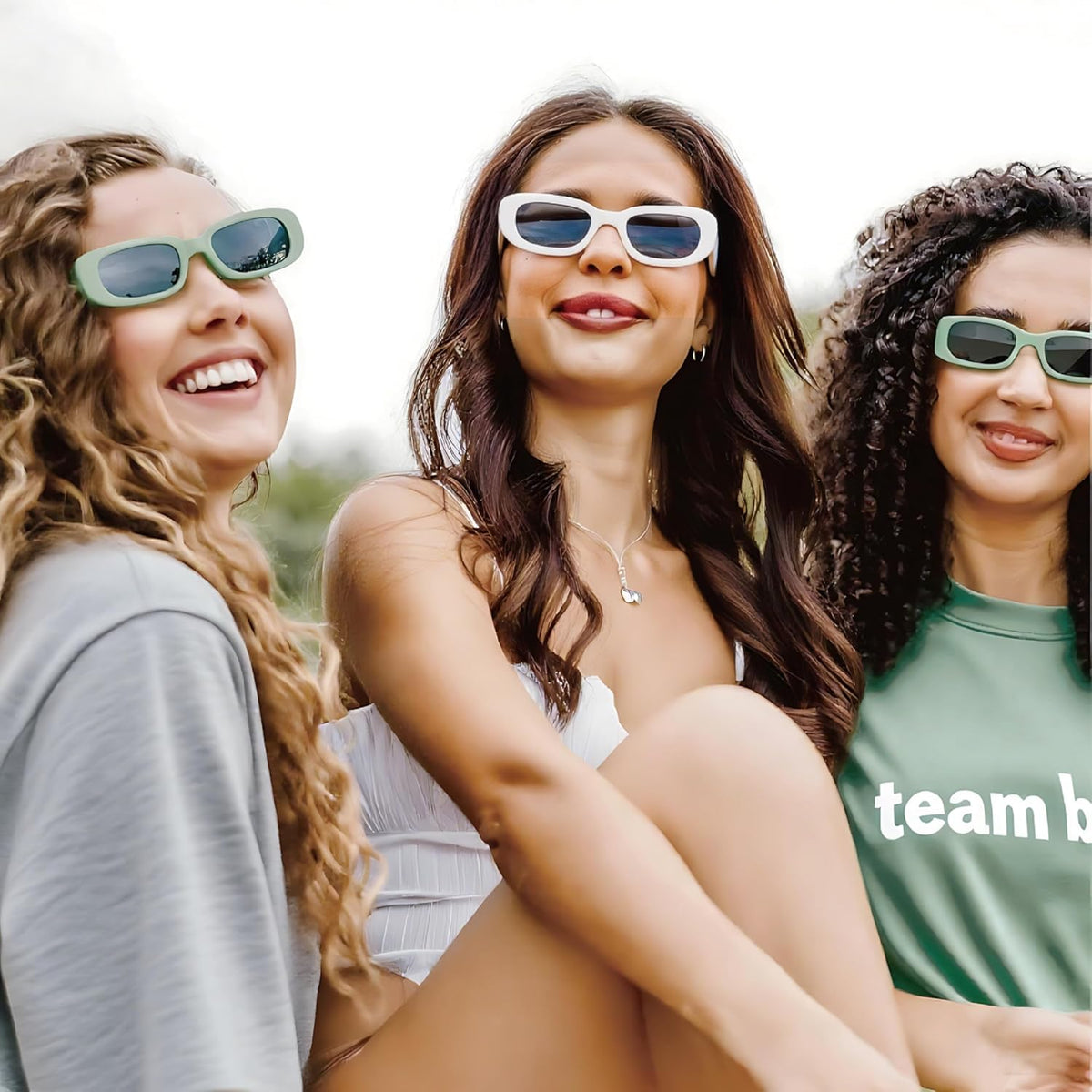 Bride's Babes Bachelorette Sunglasses, Bridesmaid Sunglasses,10 Pack Rectangle Team Bride glasses