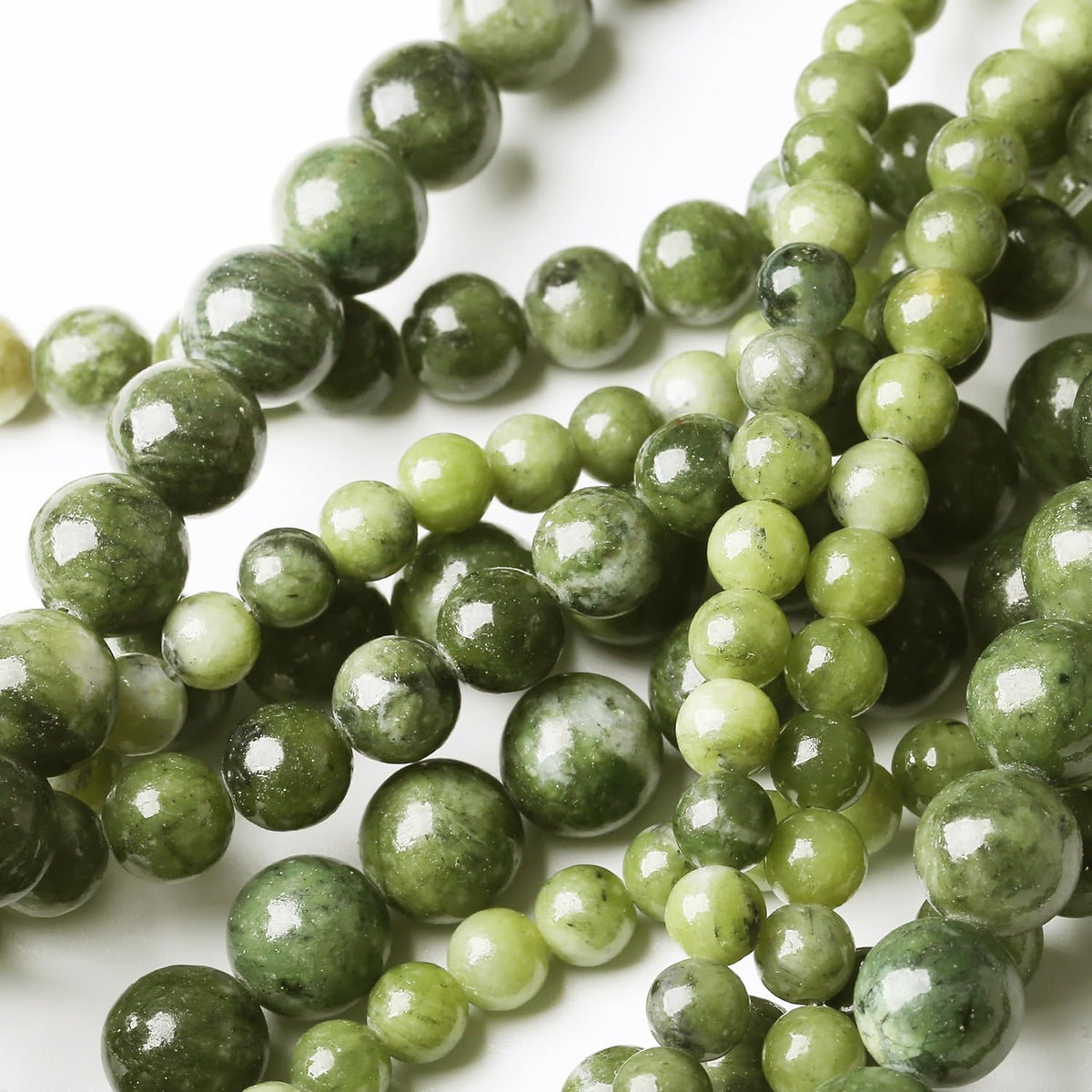 Matcha Green Jade Stone Beads Gemstone Round Crystal Energy Jade Beads Stone Beads for Jewelry