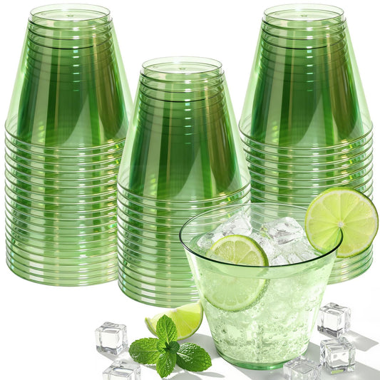 Glowserve 9 OZ Green Disposable Plastic Cups Cocktail Cup 50 Pack