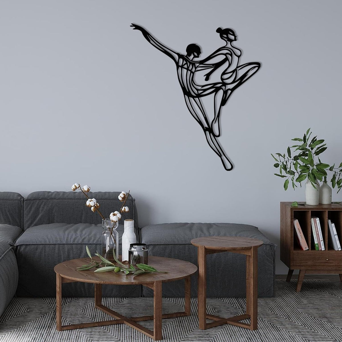 Wita Home Dancing Couple Metal Wall Art, Modern Minimalist Line Art Sculpture, Over the Bed Home