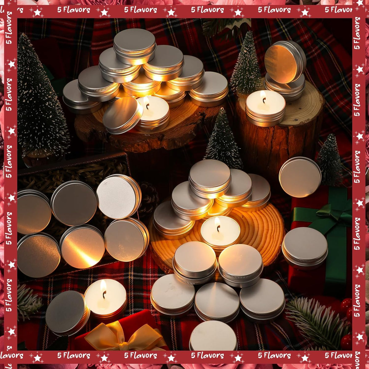 MTLEE 50 Pcs Wedding Scented Candles Gift Travel Tin Candle Aromatherapy Candle for Christmas