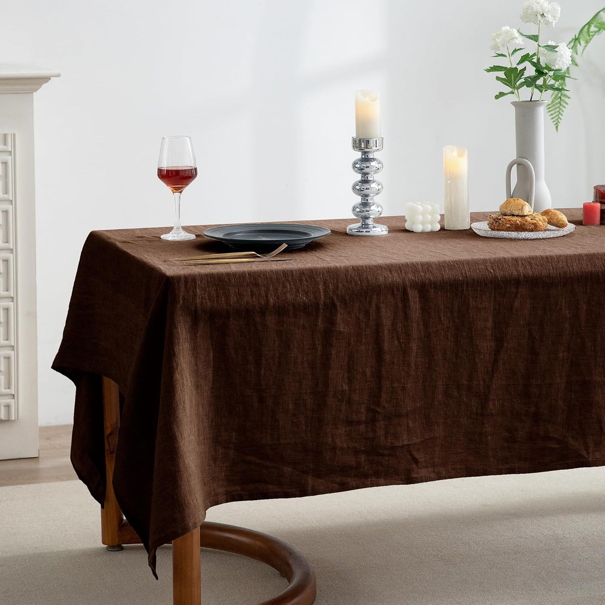 EVERLY 100% Pure Linen Rectangle Tablecloths 60x84Inches for Dining,Buffet