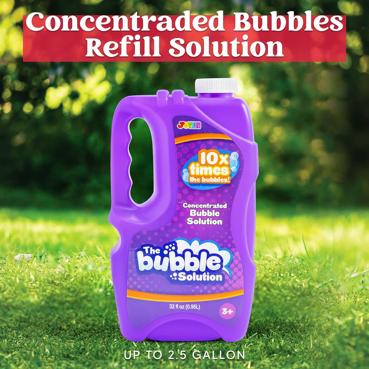 JOYIN 32 oz Bubble Solution Refills (Close to 1L/ 2.5 Gallon), Concentrated Solution for Bubble