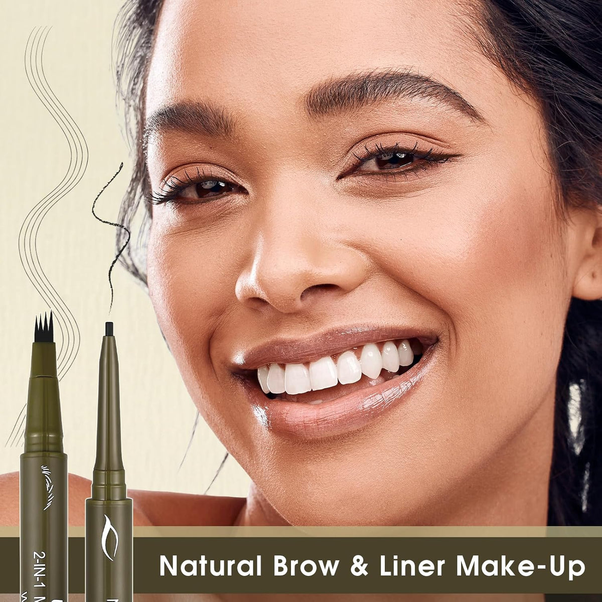 UCANBE Eyebrow Pen, Dual-Ended Eyebrow Pencil with 4-Fork-Tip & Gel Eyeliner for Women, Eye Brow
