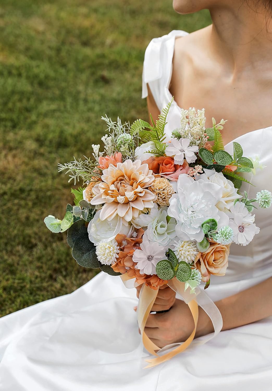 Serra Flora Artificial Flowers Combo Dahlia 34pcs Silk Mix Fake Flowers Roses for DIY Wedding