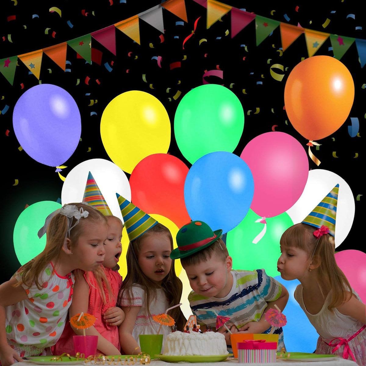 LED Balloons Flashing, 32 Pack, 8 Colors Light Up Balloons, Lasts 12-24 Hours for Glow in the Dark
