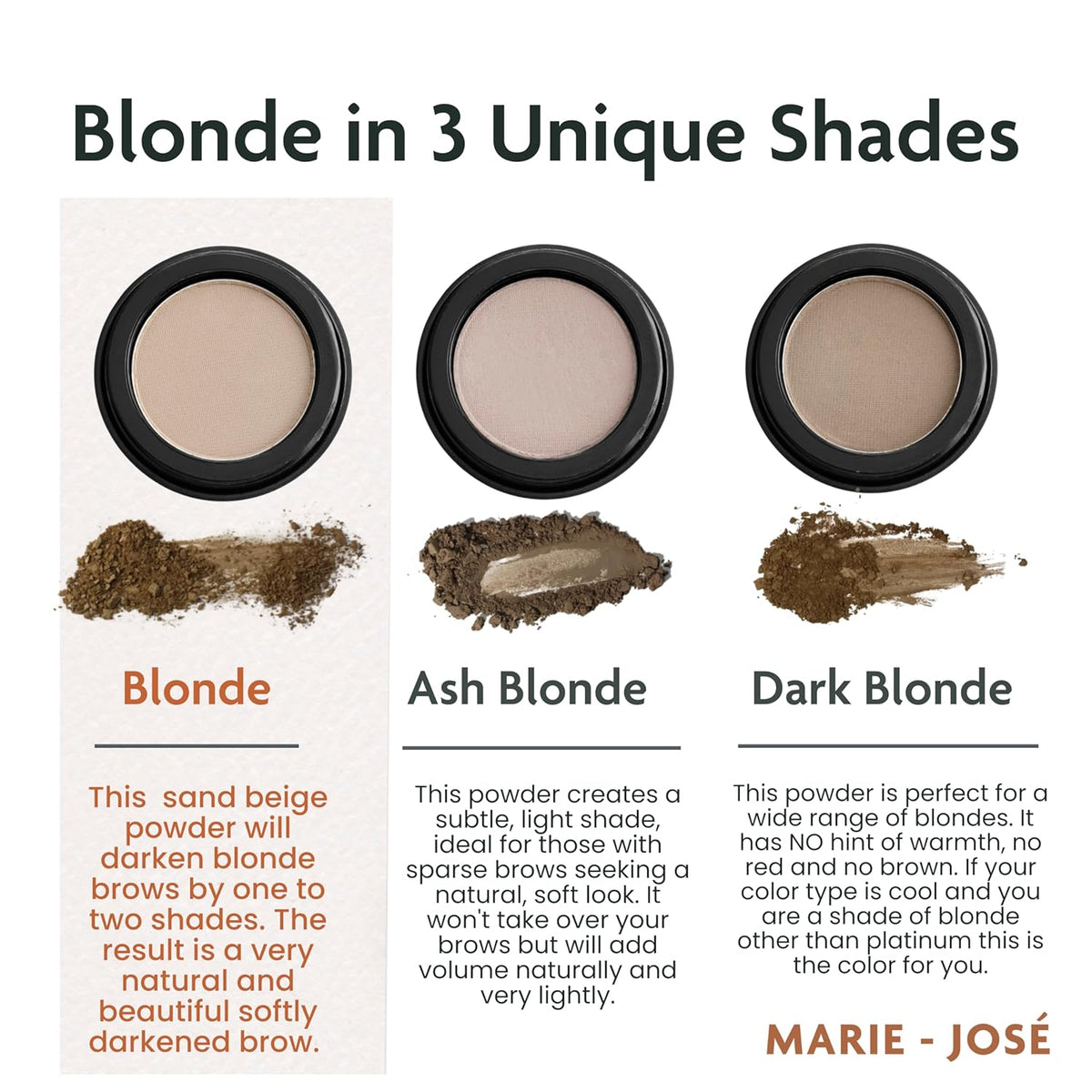 Marie-José Light Blond Eyebrow Powder Sand Beige Eyebrow Cake Powder - Effortless All-Day Brow