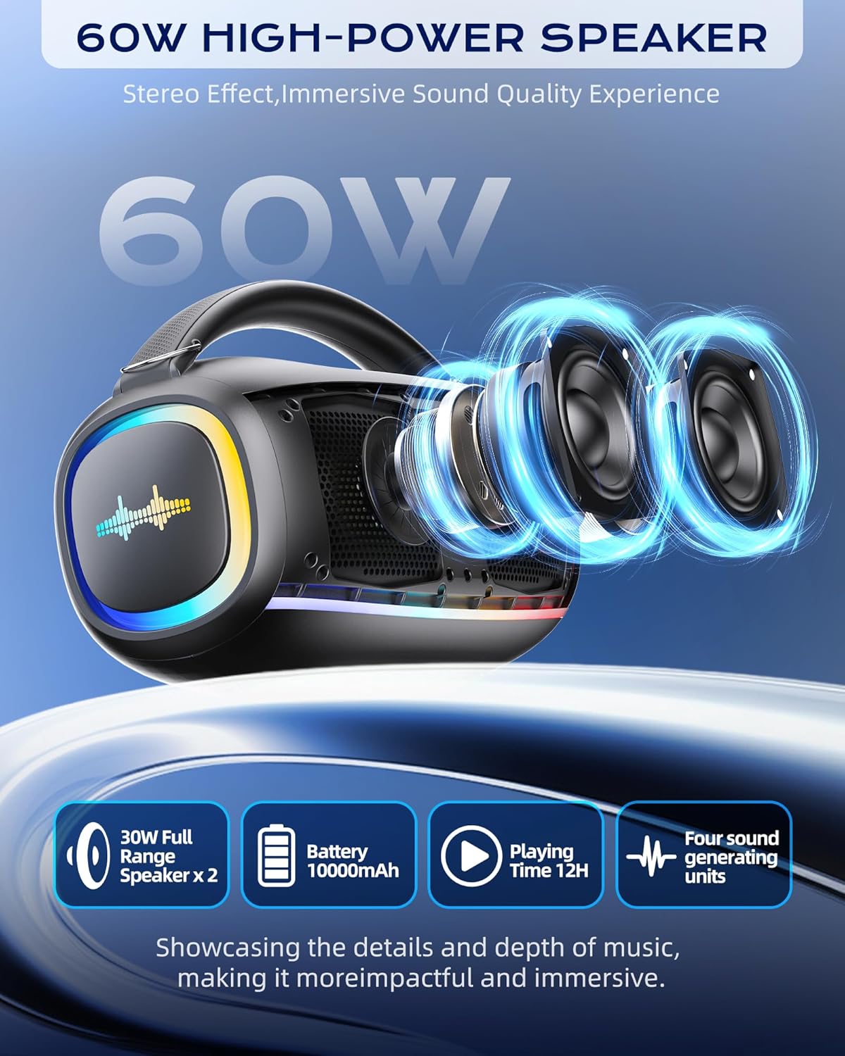 Karaoke Machine,IPX5 Waterproof Portable Bluetooth 5.3 Speaker with 2 Wireless Microphones for