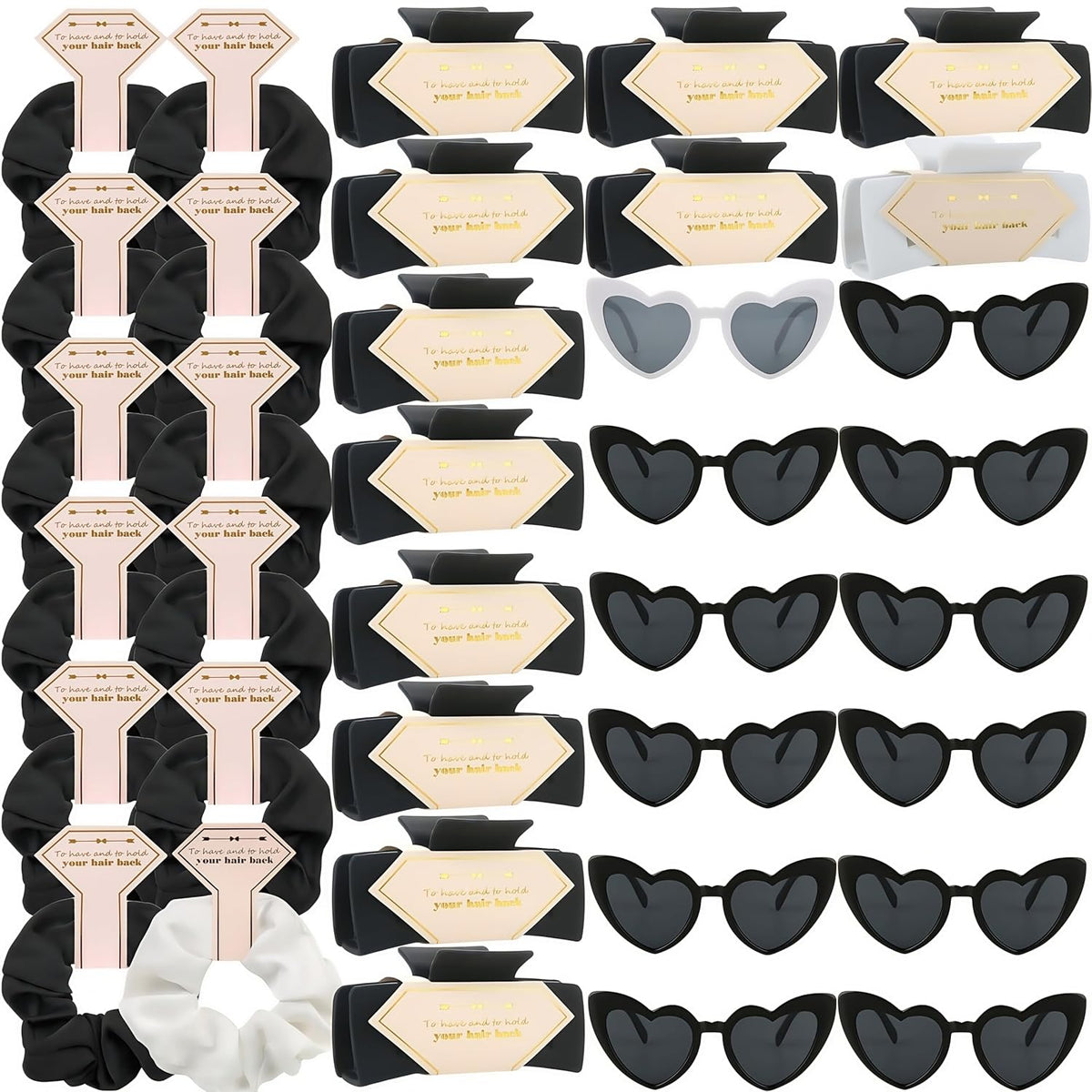 36pcs Bridesmaid Scrunchies Proposal Gifts Bachelorette Hair Claws Clips Girls heart sunglasses for