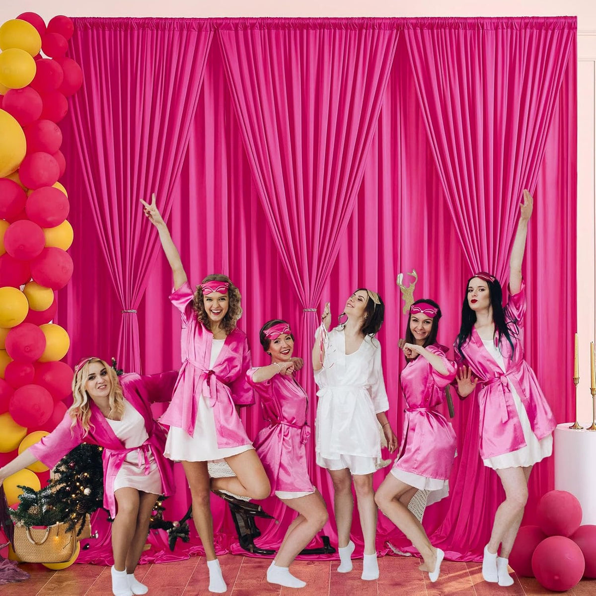 10 x 10 Feet Fuchsia Backdrop Curtain for Partie, Background Curtains for Photoshoot, Birthday