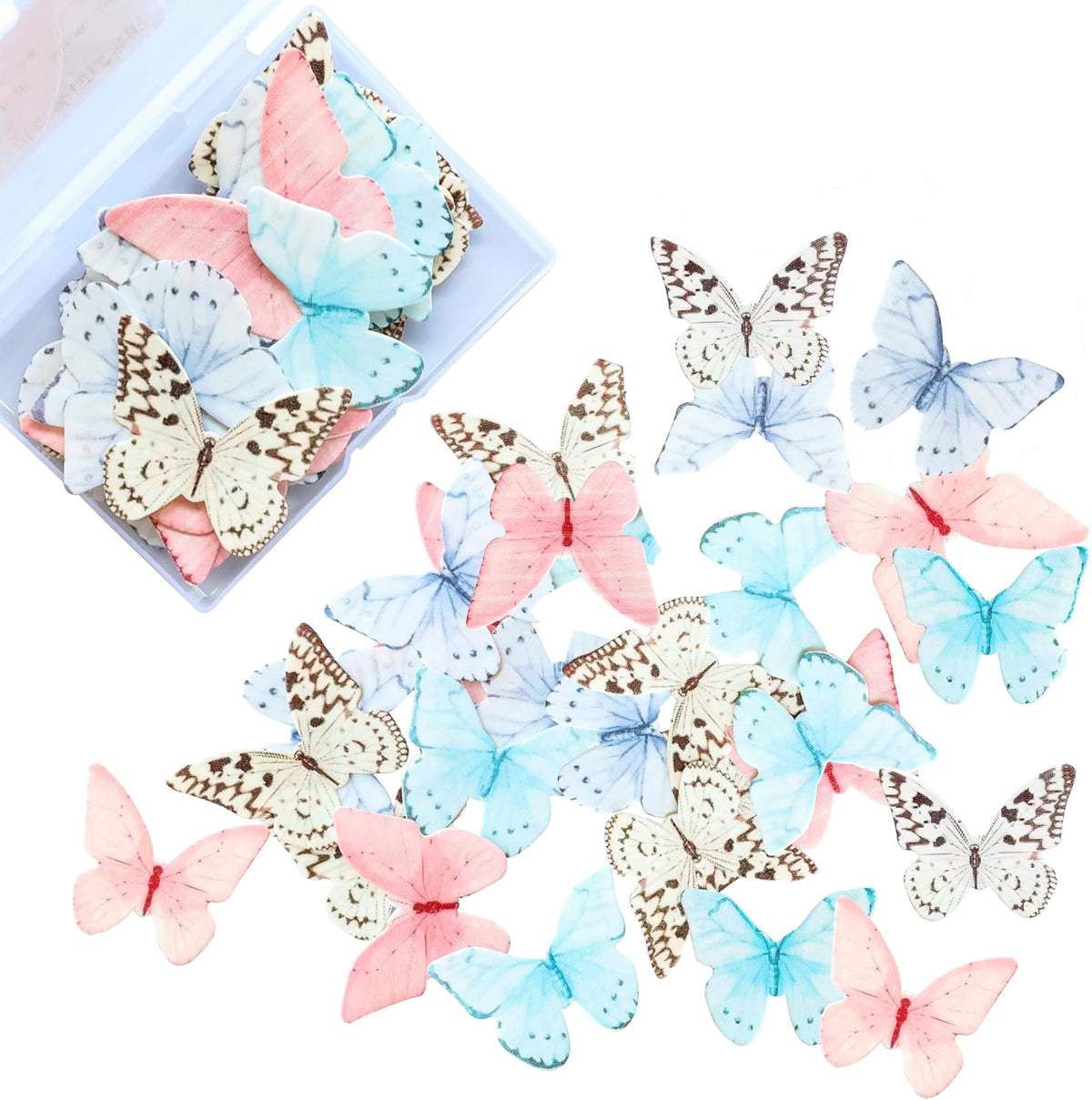 Ephlyn 48Pcs Edible Butterfly Cupcake Toppers Cupcake Picks Edible Butterfly Cupcake Decorations
