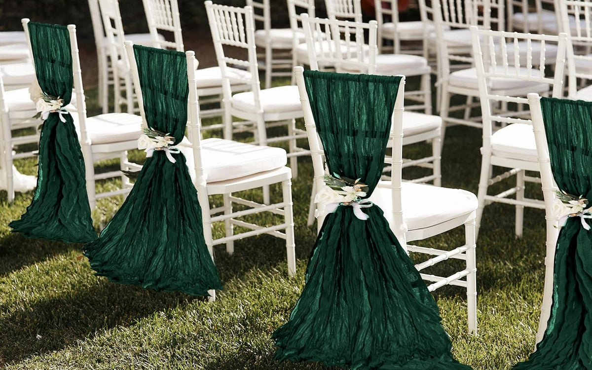 50 PCS Cheesecloth Chair Sashes, Bows Designed ChairSashes, 15.7x108 inch Chair Sashes for Aisle
