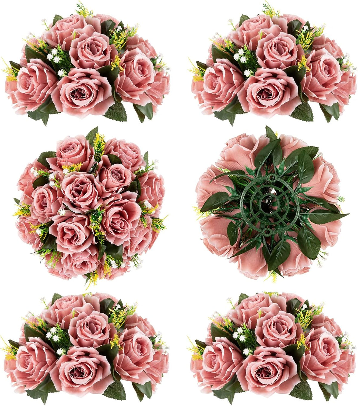 BLOSMON Dusty Pink Flowers Decoration: 6 Pcs Artificial Roses Flowers Balls for Wedding Dinning