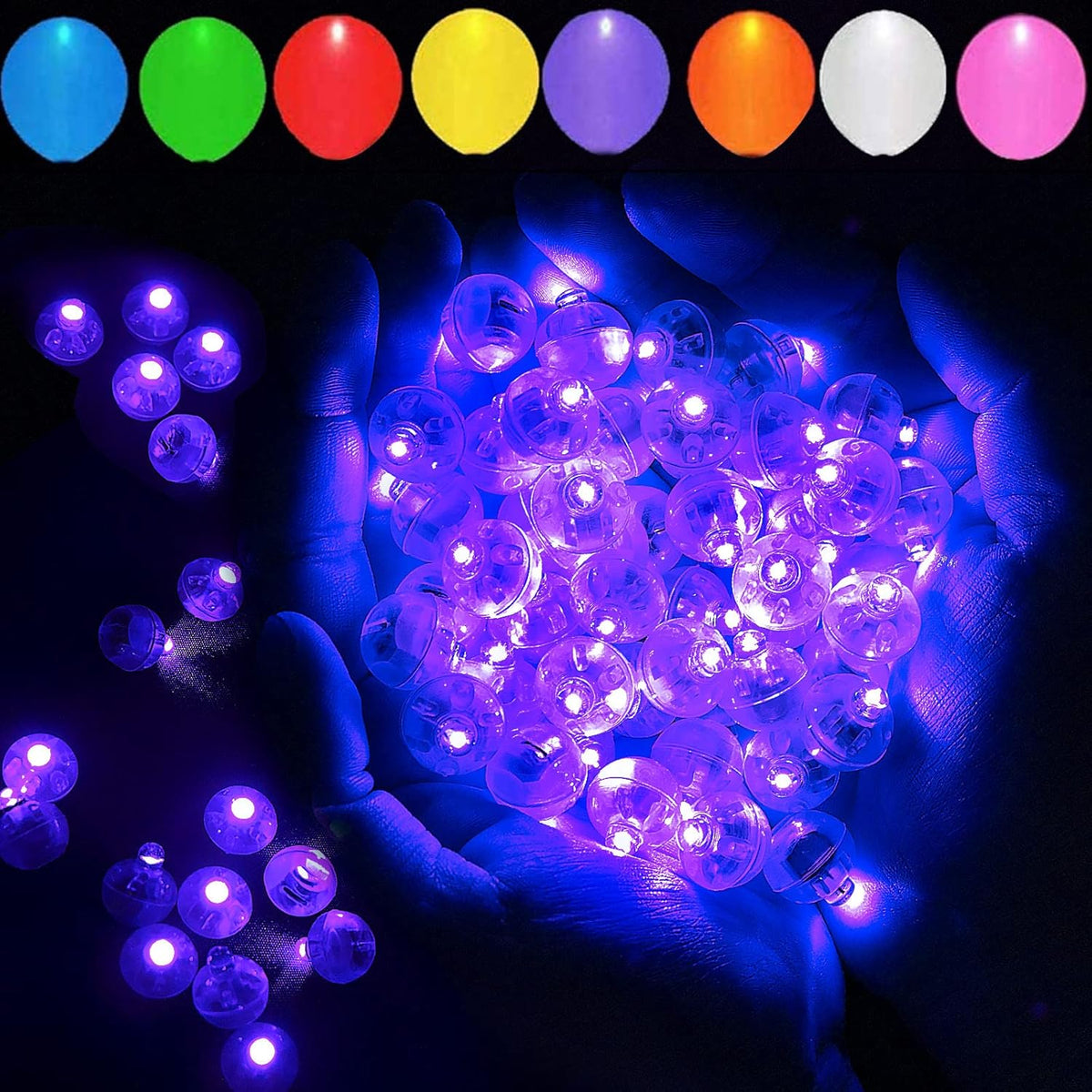 50pcs LED Purple Balloon Light, Round Led Mini LED Lights for Paper Lantern Balloon Indoor Outdoor