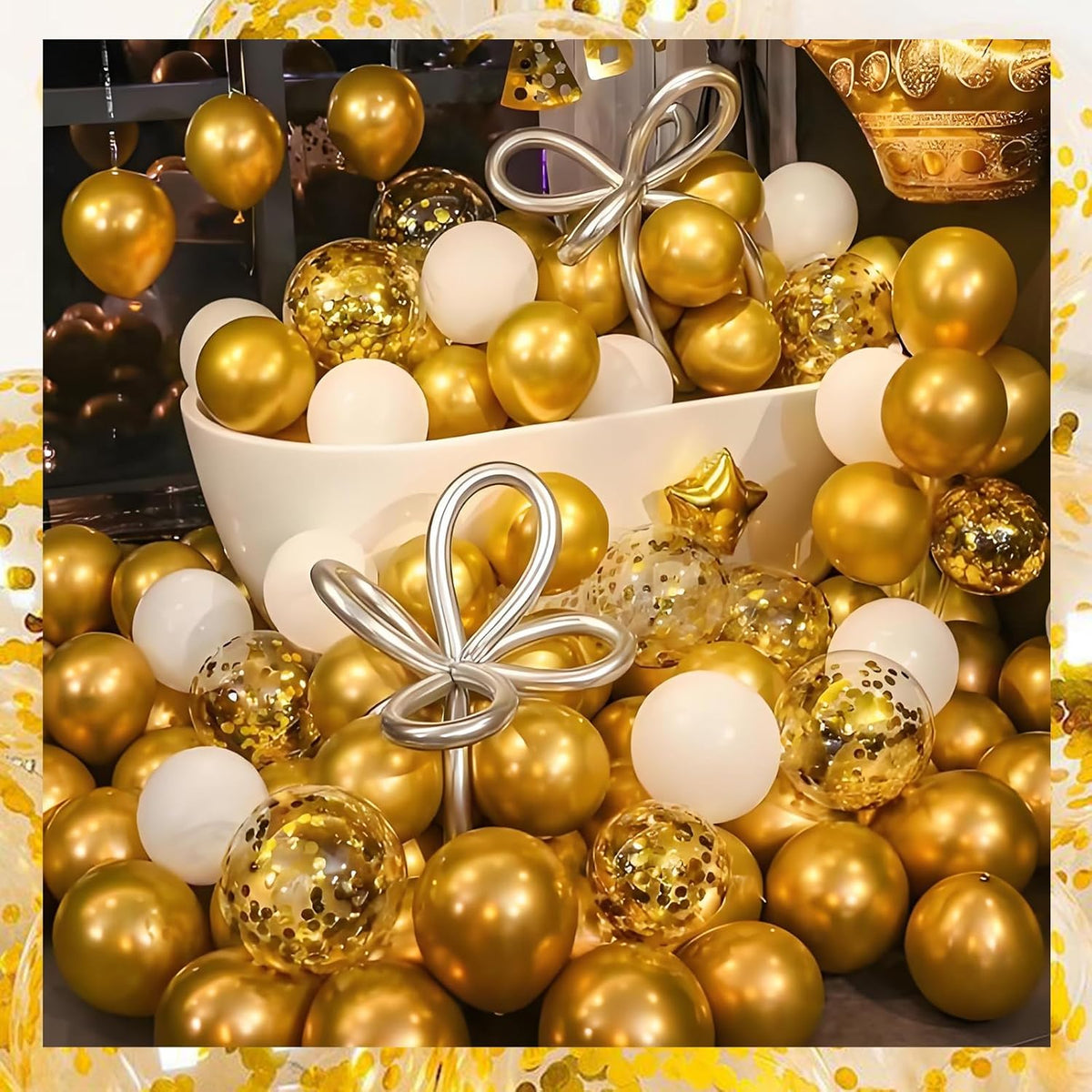 Balloon Column Kit Set of 2 With Confetti Balloons Included - Balloon Tower with Stand, Base, and