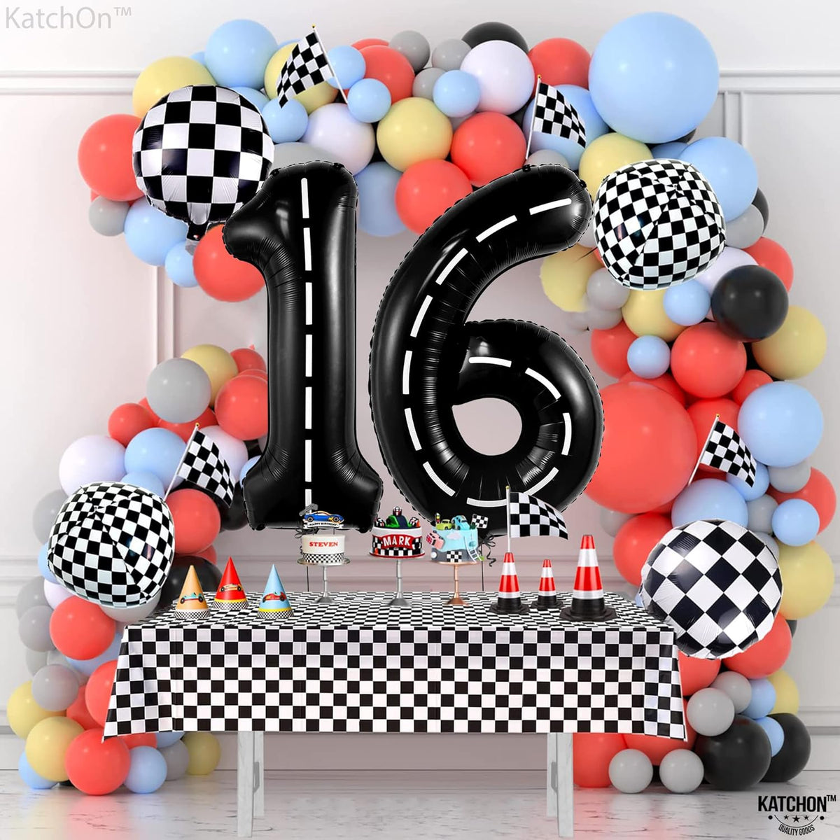 KatchOn, Giant Black 16th Birthday Balloons - 40 Inch | 16 Balloon Numbers, 16th Birthday