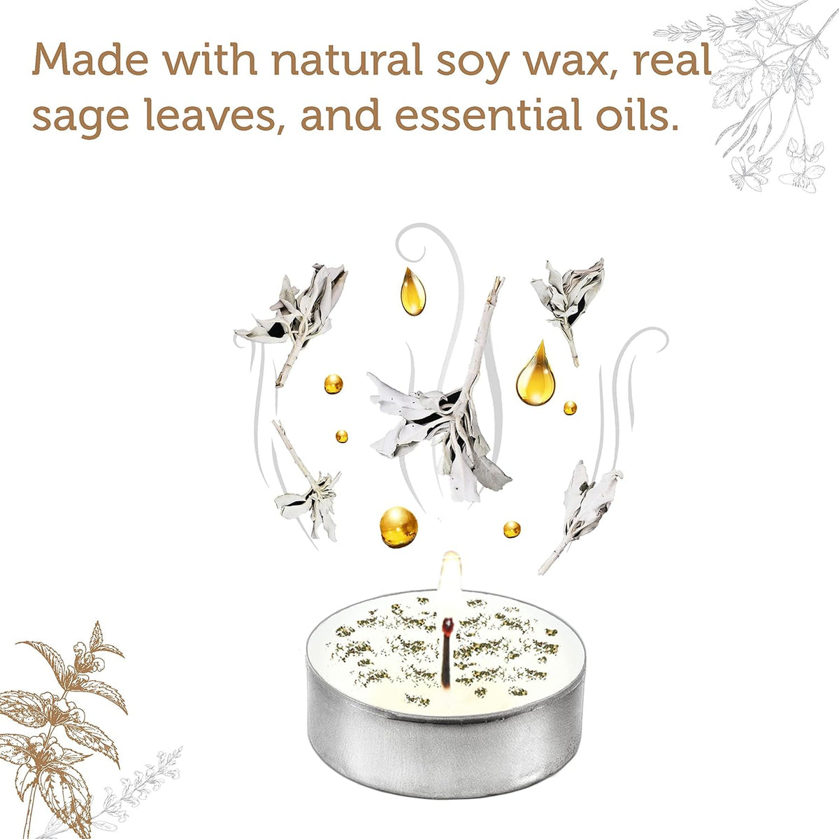 SOUL STICKS 12 Pack Little Smudgies Tealight Candles Smudge Candle for Cleansing House, Meditation