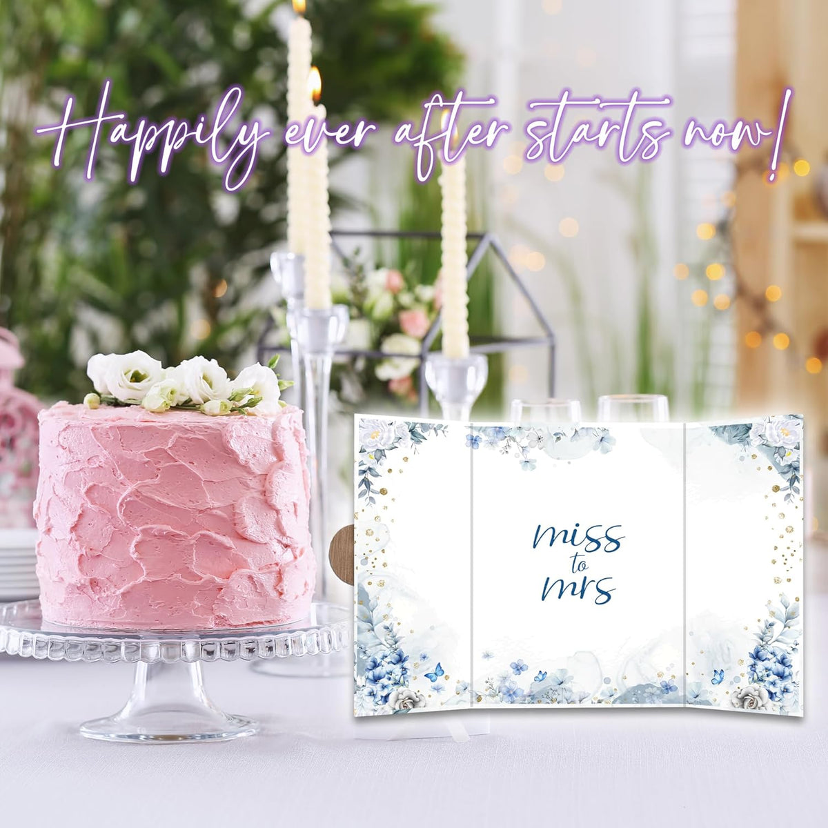Blue Flowers Bridal Shower Decorations - 18 ''x12'' Bride-to-Be Signature Guest Book Alternative