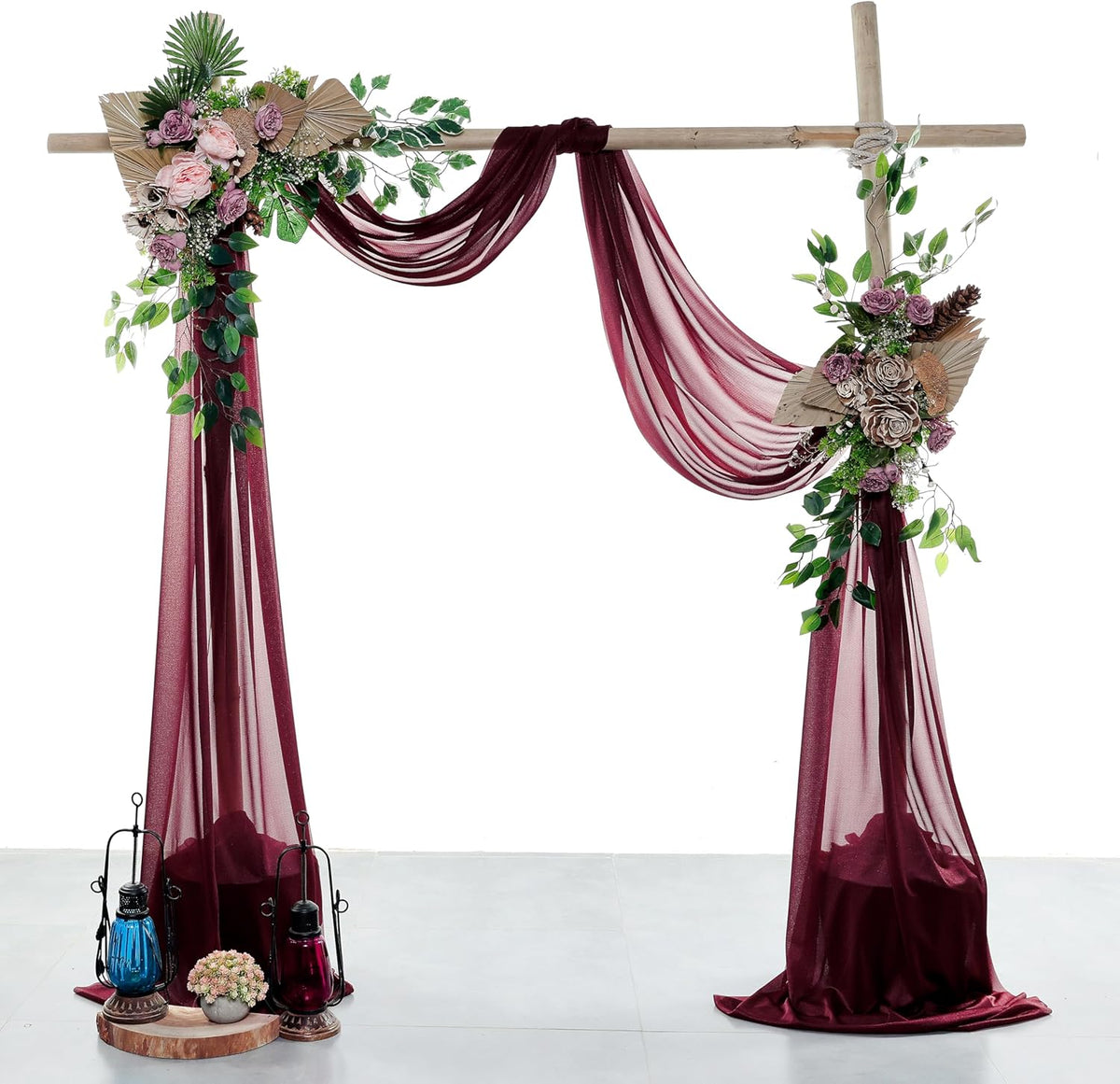 VDS Pack of 2 Panel (30 Inch X 30 Feet) Wedding Arch Draping Fabric Sheer Chiffon Fabric Drapery